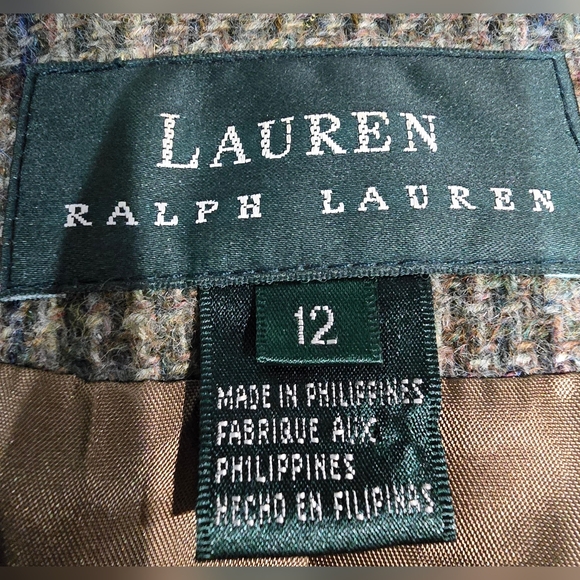 Lauren Ralph Lauren Women's 90s Wool Tweed Plaid Blazer Size 12 - Picture 4 of 9